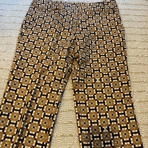Tory Burch Brown Gold and Black Patterned Geometric Pants | Size 6 - Picture 2 of 5